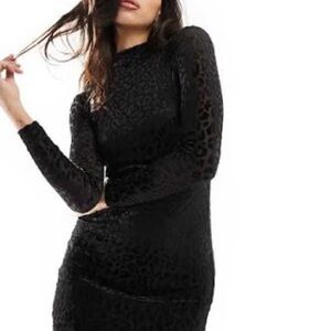 Privy Black Animal Print Long Sleeve Dress